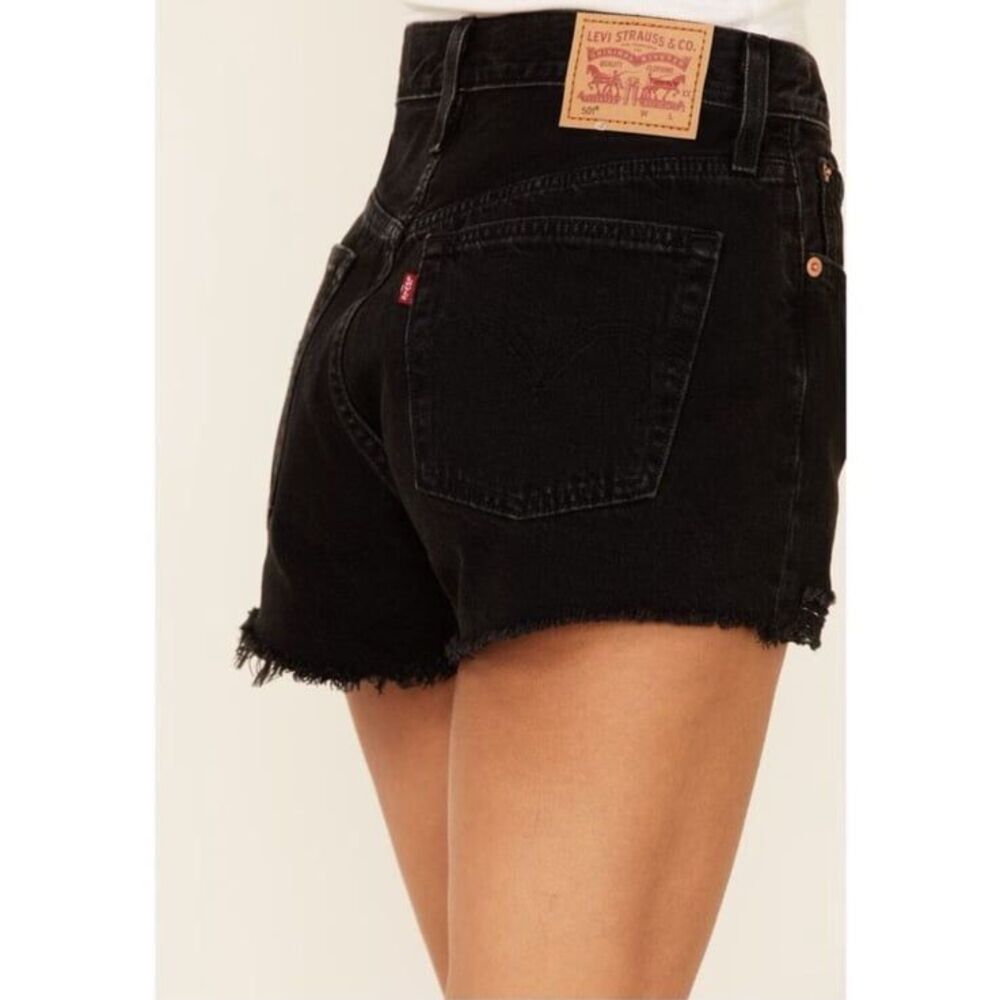 Levi’s 501 Original Fit High Rise Cut Off Micro Denim Shorts in Lunar Black 25